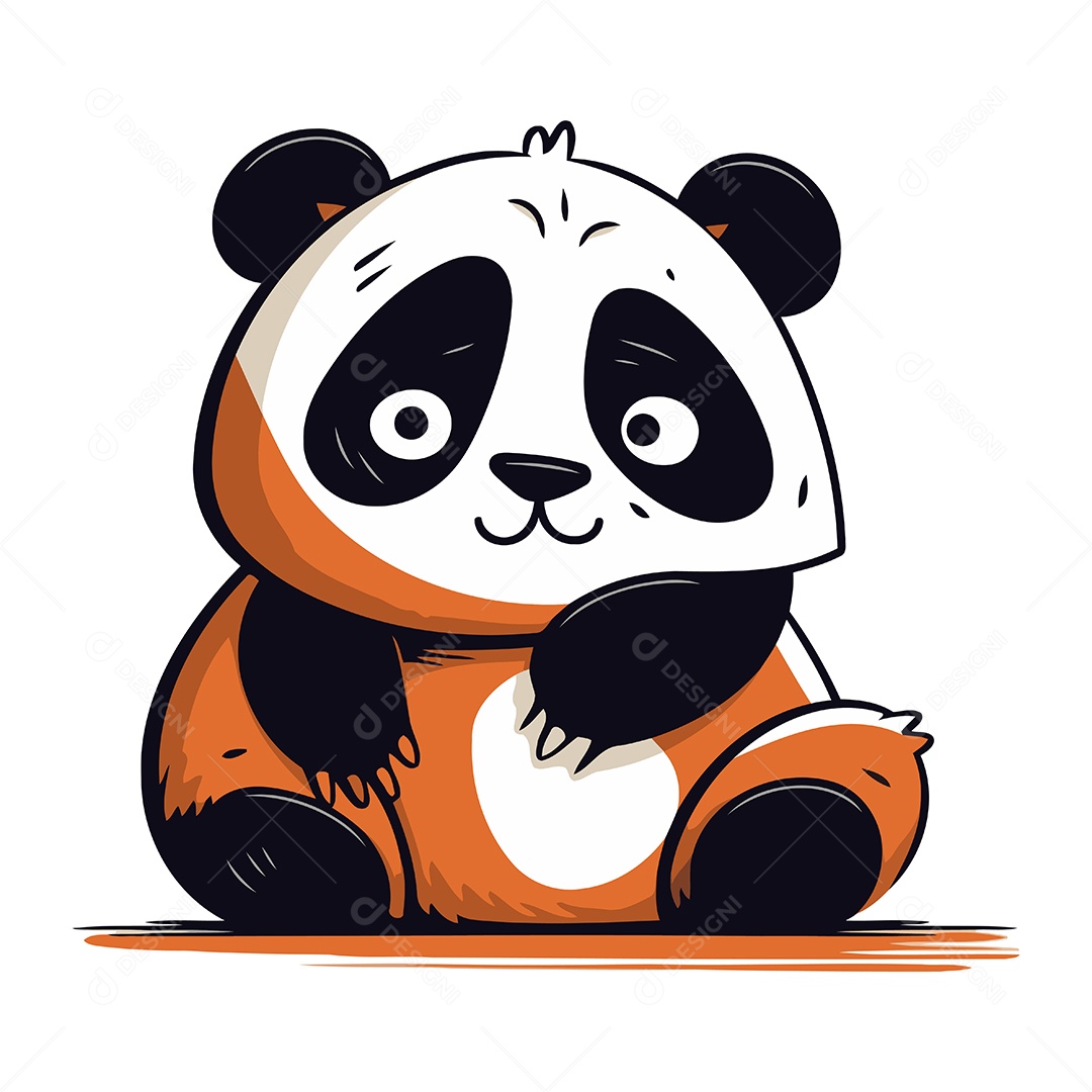 Panda Fofo de Desenho Animado Ilustração Vetor EPS