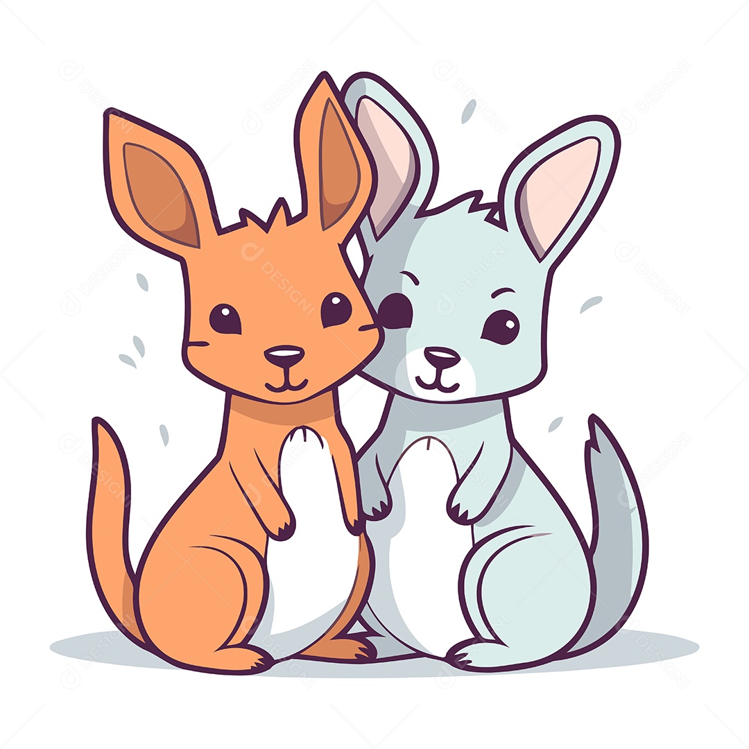 Lebre e um Coelho de Desenho Animado Ilustração Vetor EPS