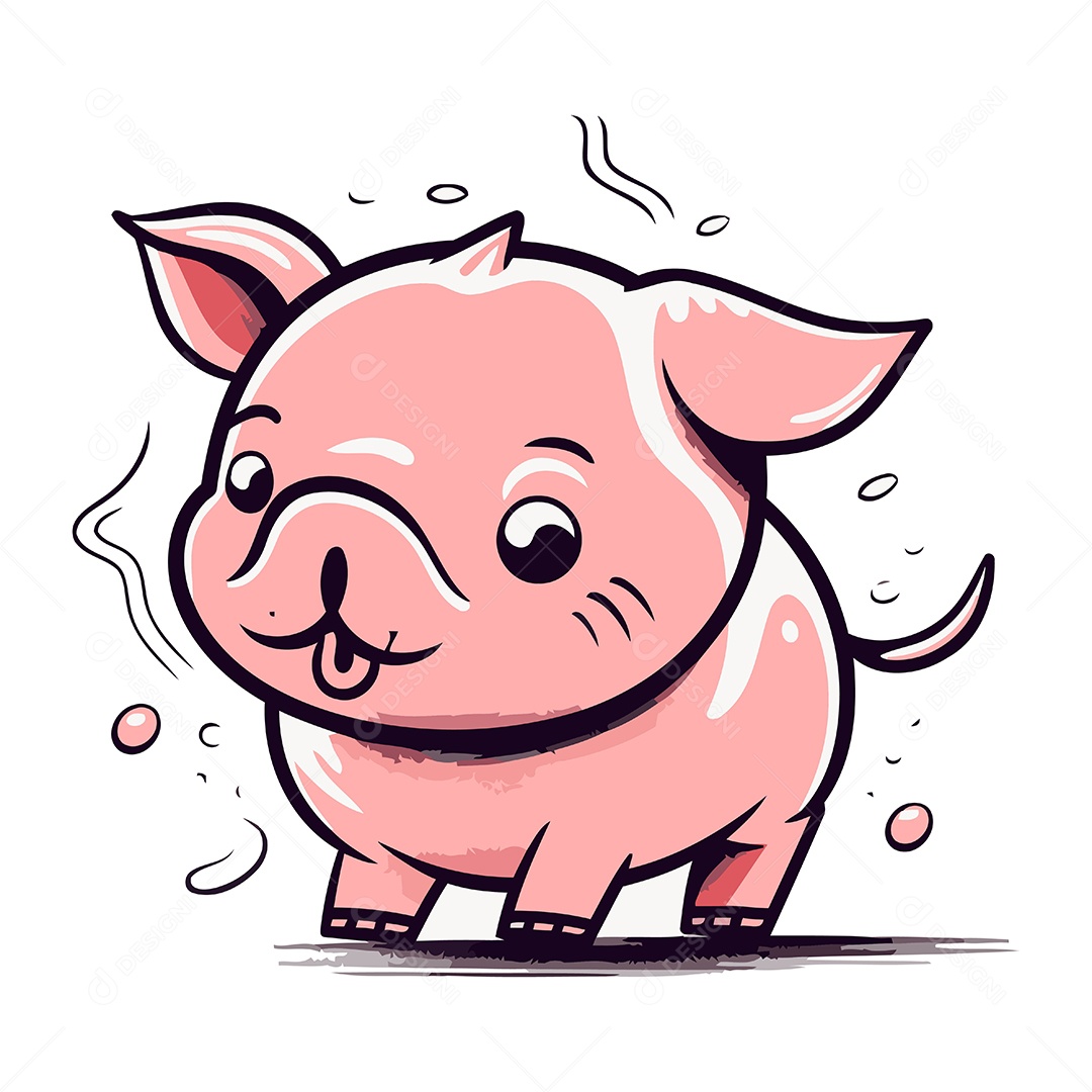 Porco de Desenho Animado Ilustração Vetor EPS