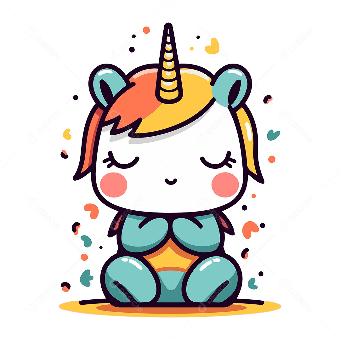 Unicórnio de Desenho Animado Ilustração Vetor EPS