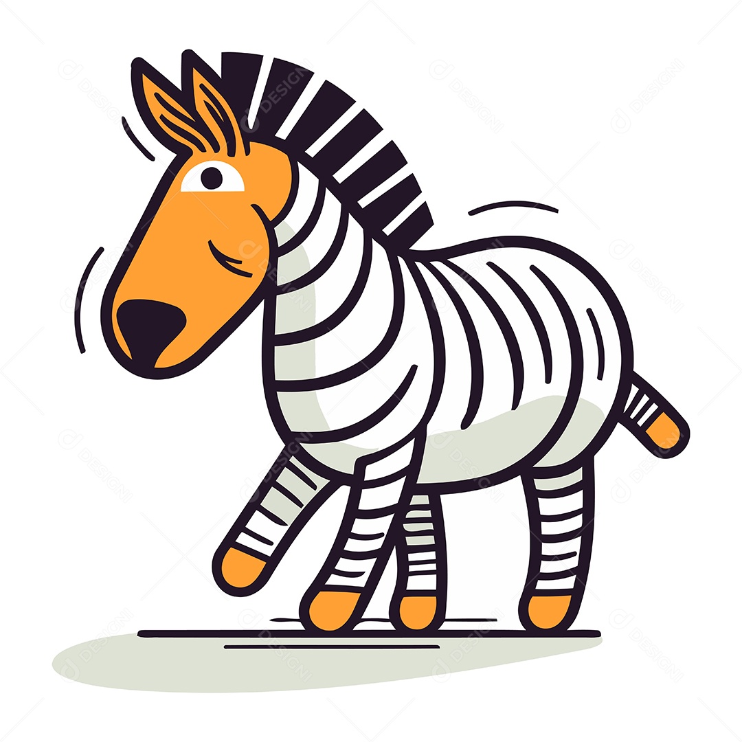 Zebra de Desenho Animado Ilustração Vetor EPS