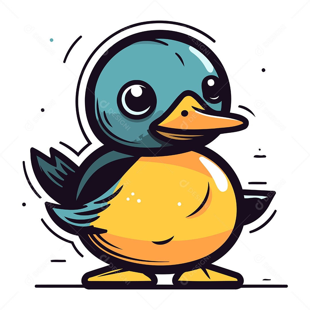 Pato de Desenho Animado Ilustração Vetor EPS