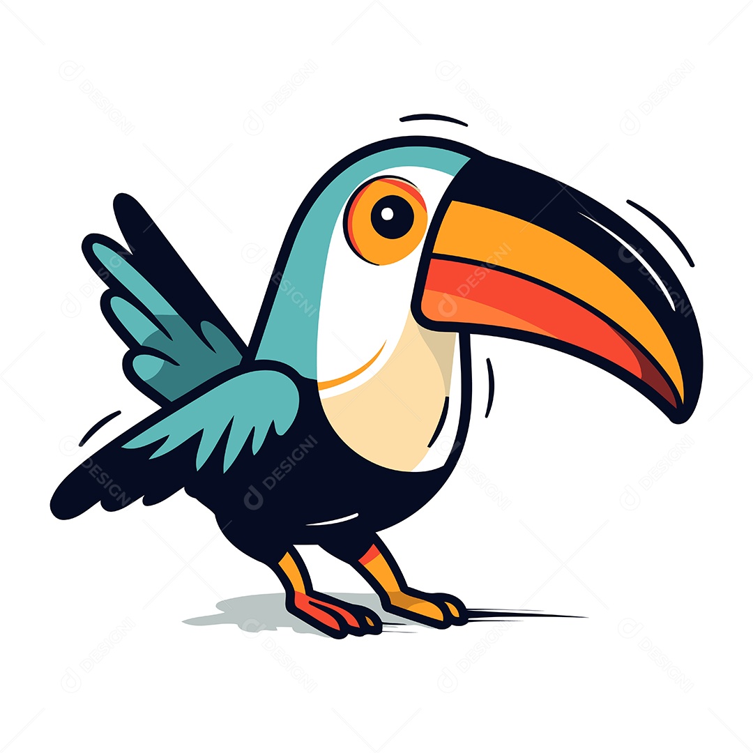 Tucano de Desenho Animado Ilustração Vetor EPS