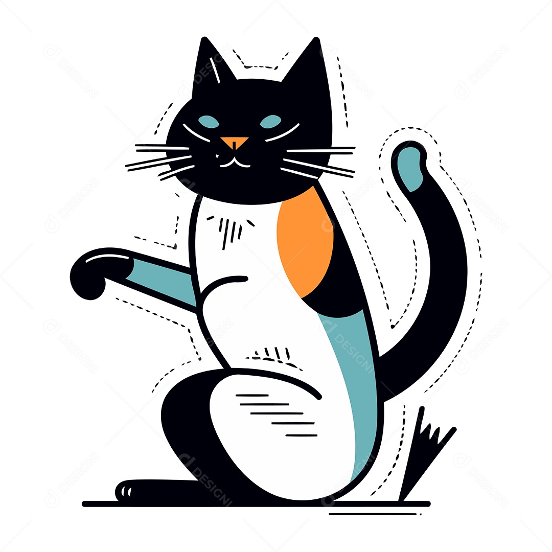 Gato de Desenho Animado Ilustração Vetor EPS