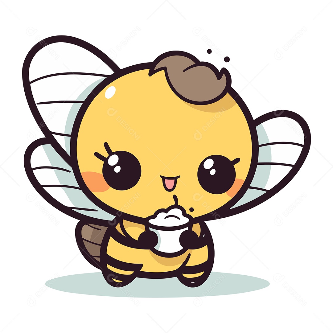 Abelha Fofa de Desenho Animado Ilustração Vetor EPS