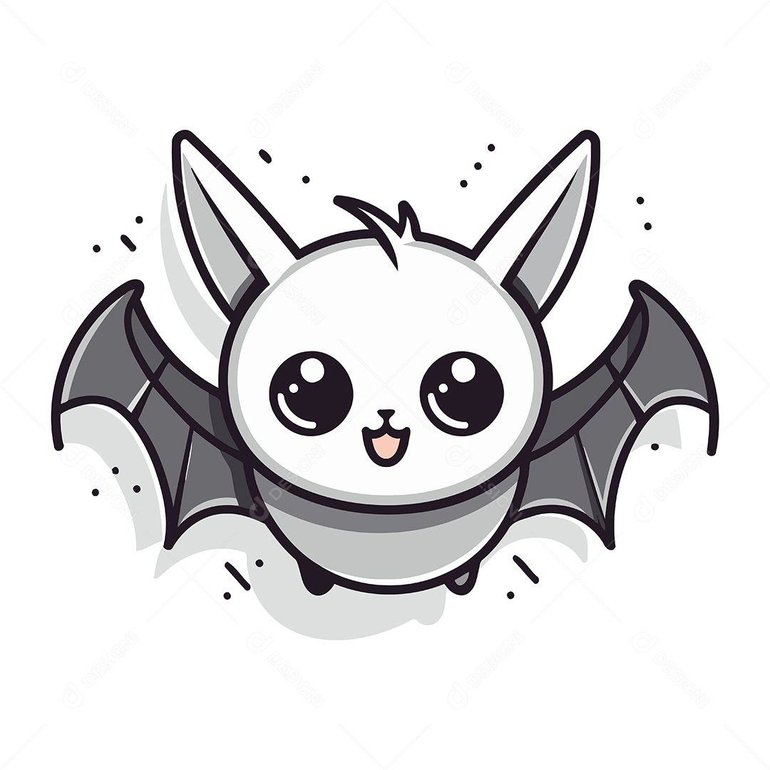 Morcego Bonito de Desenho Animado Ilustração Vetor EPS