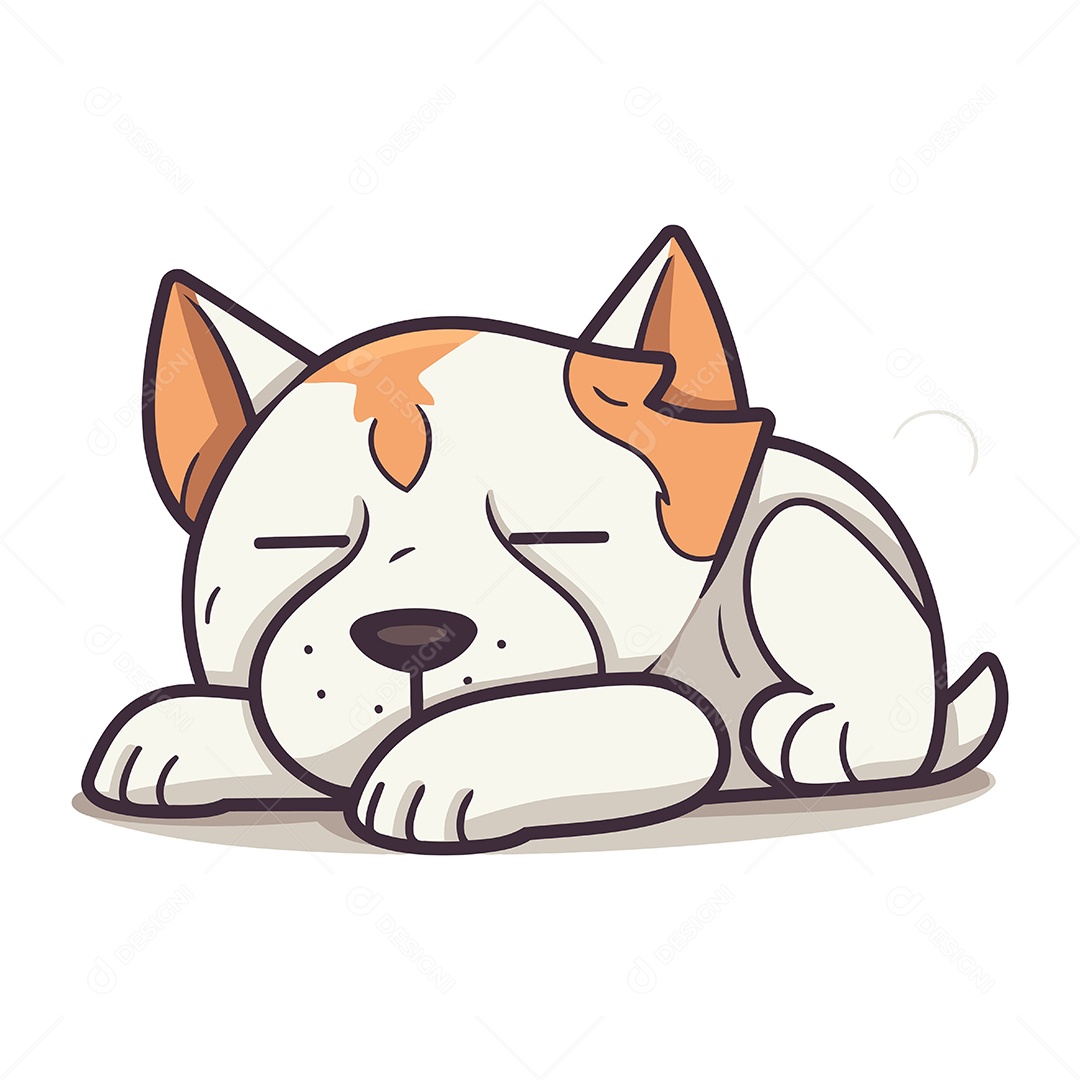 Cachorro Fofo de Desenho Animado Dormindo Ilustração Vetor EPS