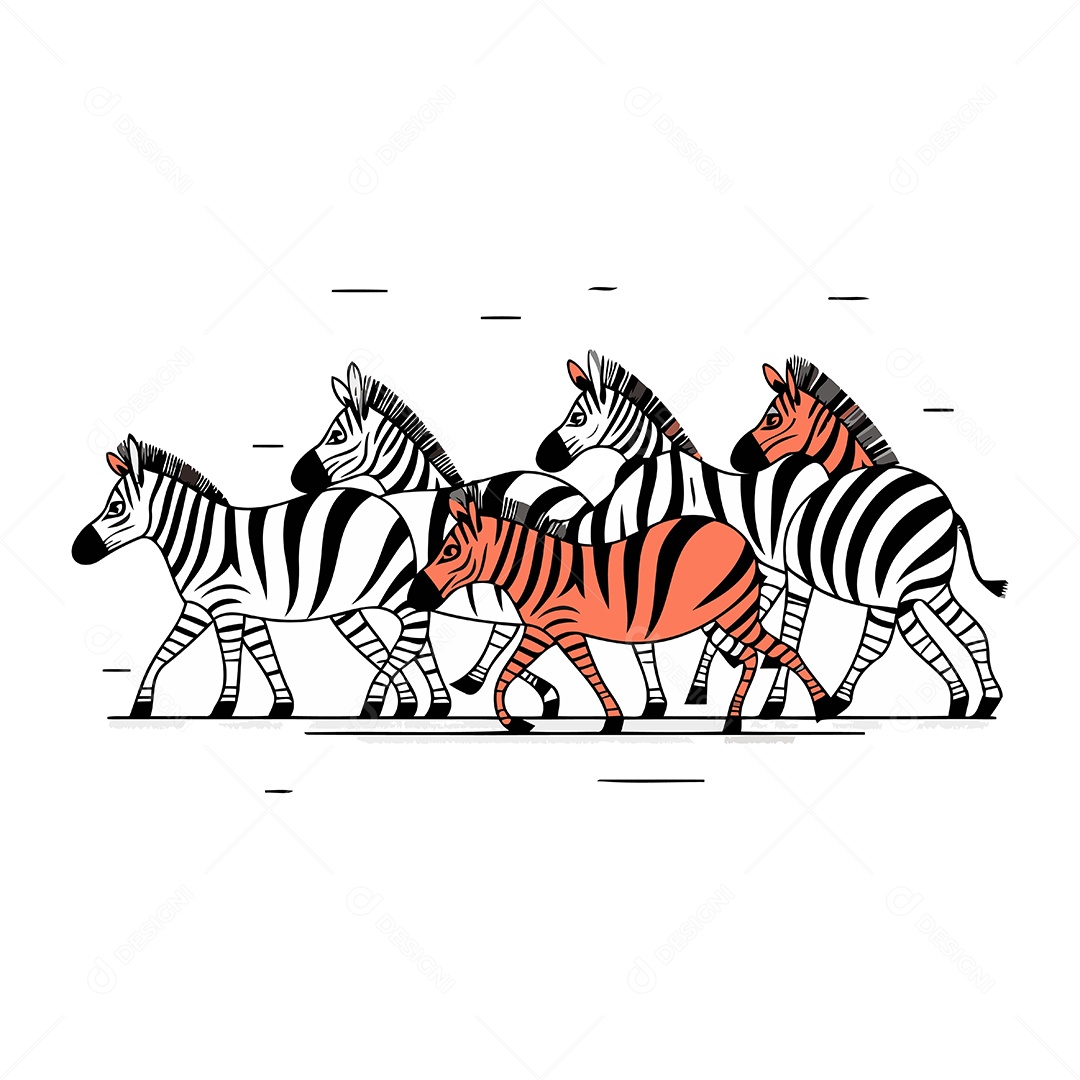Zebras de Desenho Animado Ilustração Vetor EPS