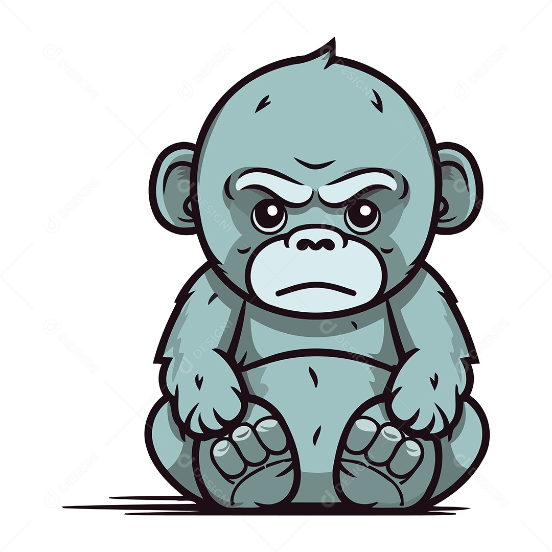 Gorila de Desenho Animado Ilustração Vetor EPS