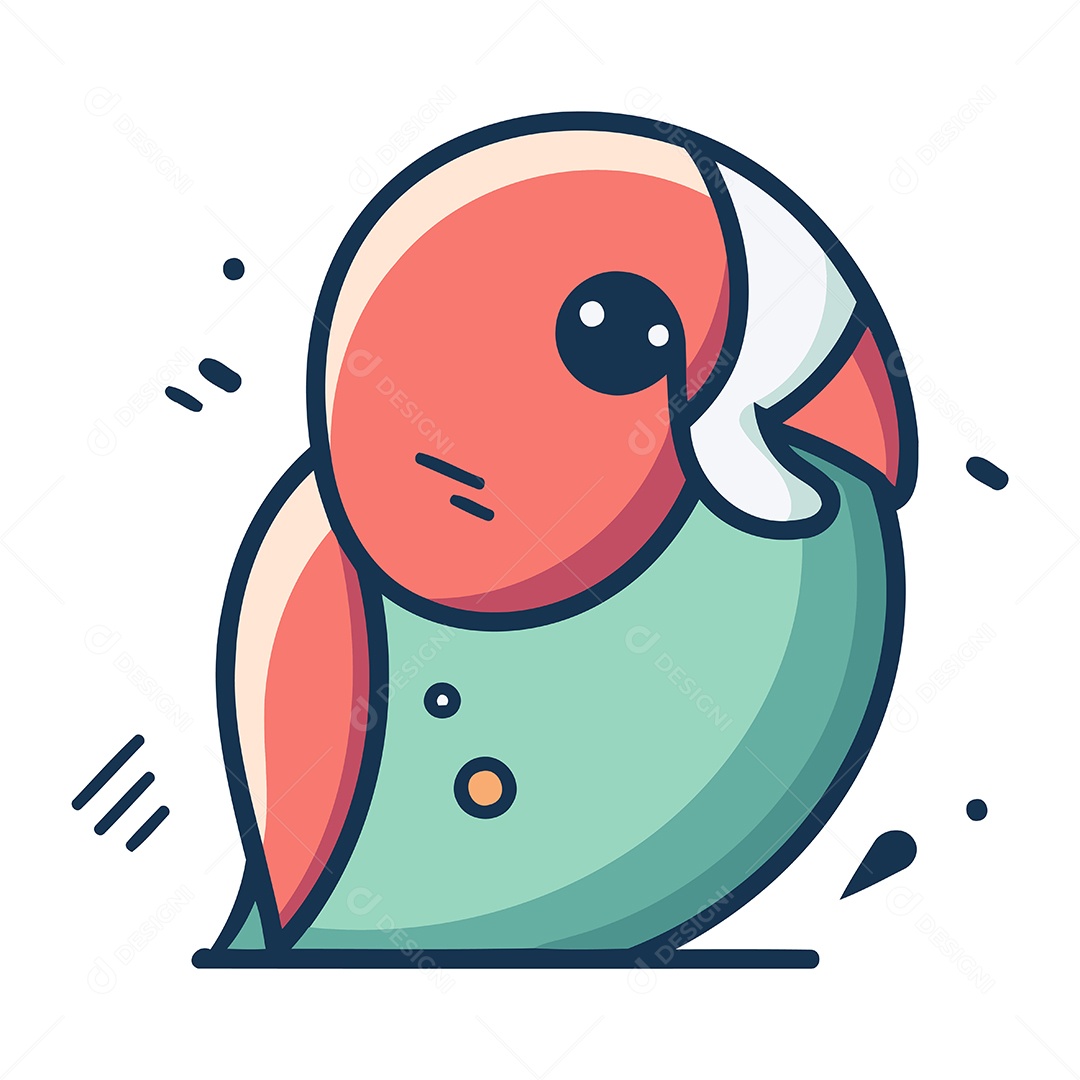 Papagaio Fofo de Desenho Animado Ilustração Vetor EPS