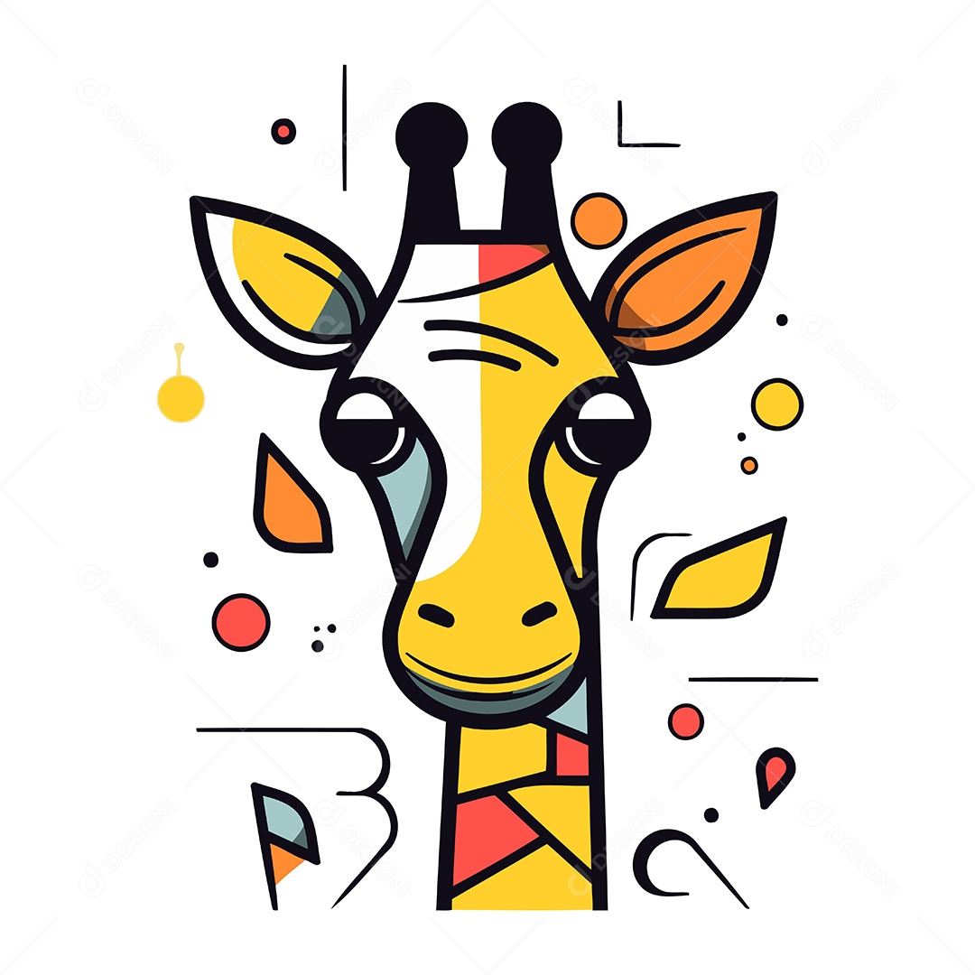 Girafa Fofa de Desenho Animado Ilustração Vetor EPS