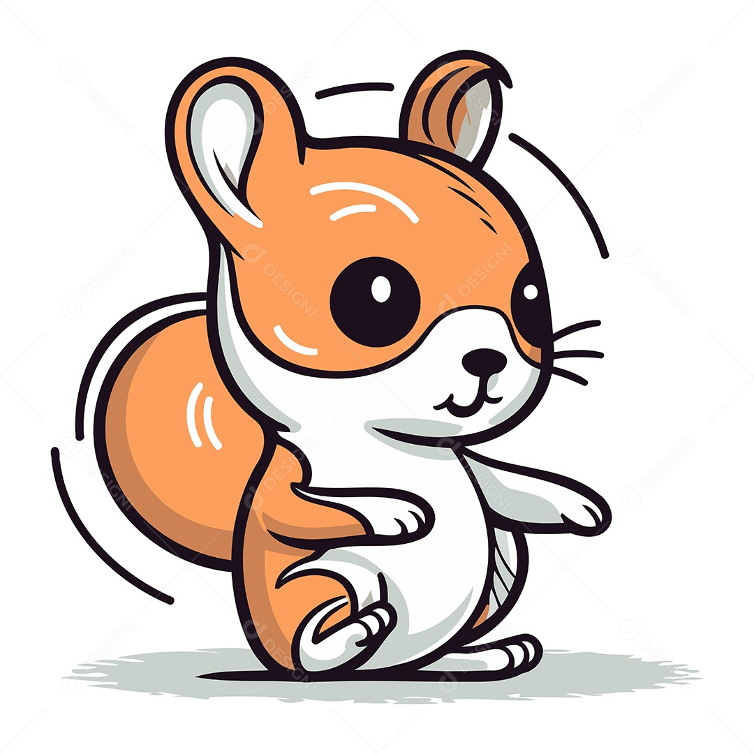 Esquilo Fofo Sentado no Chão Ilustração Vetor EPS