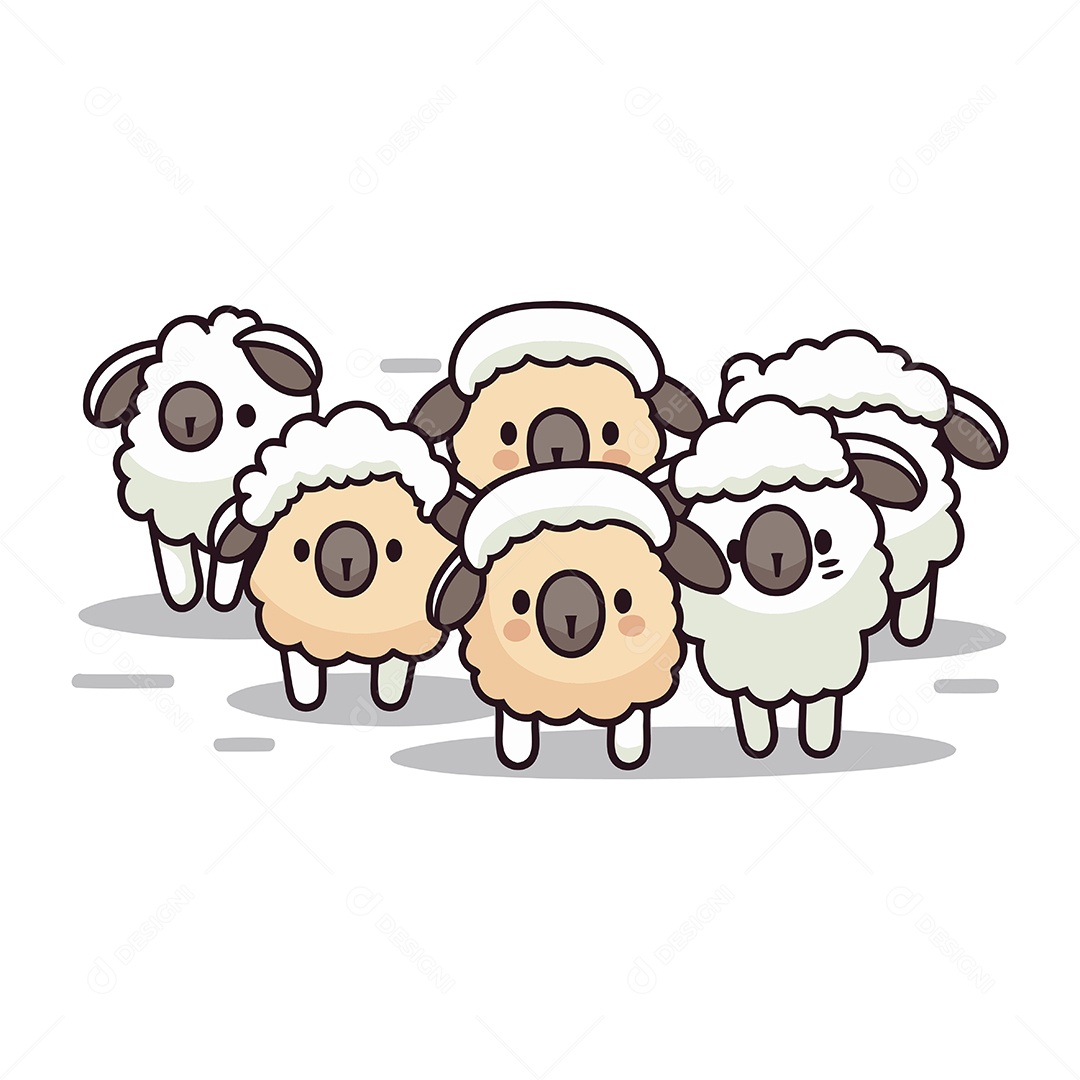 Ovelhas de Desenho Animado Ilustração Vetor EPS