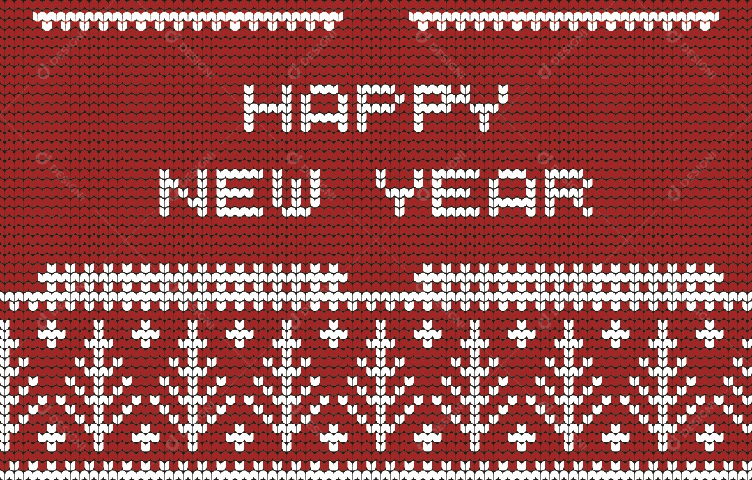 Tricô Happy New Year Natalino Ilustração Vetor EPS