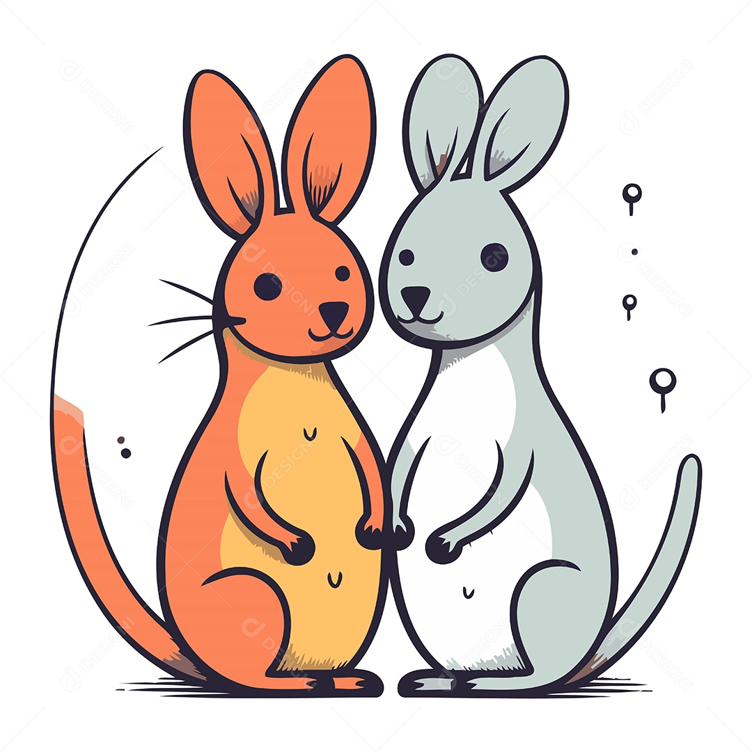 Casal de Coelhos Desenho Animado Ilustração Vetor EPS