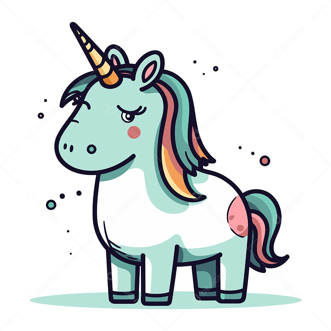 Unicórnio de Desenho Animado Ilustração Vetor EPS