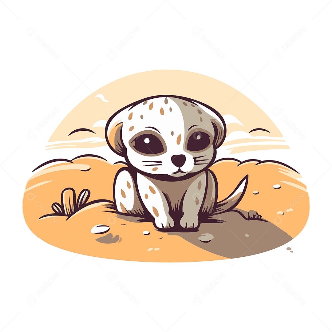 Suricata de Desenho Animado Ilustração Vetor EPS