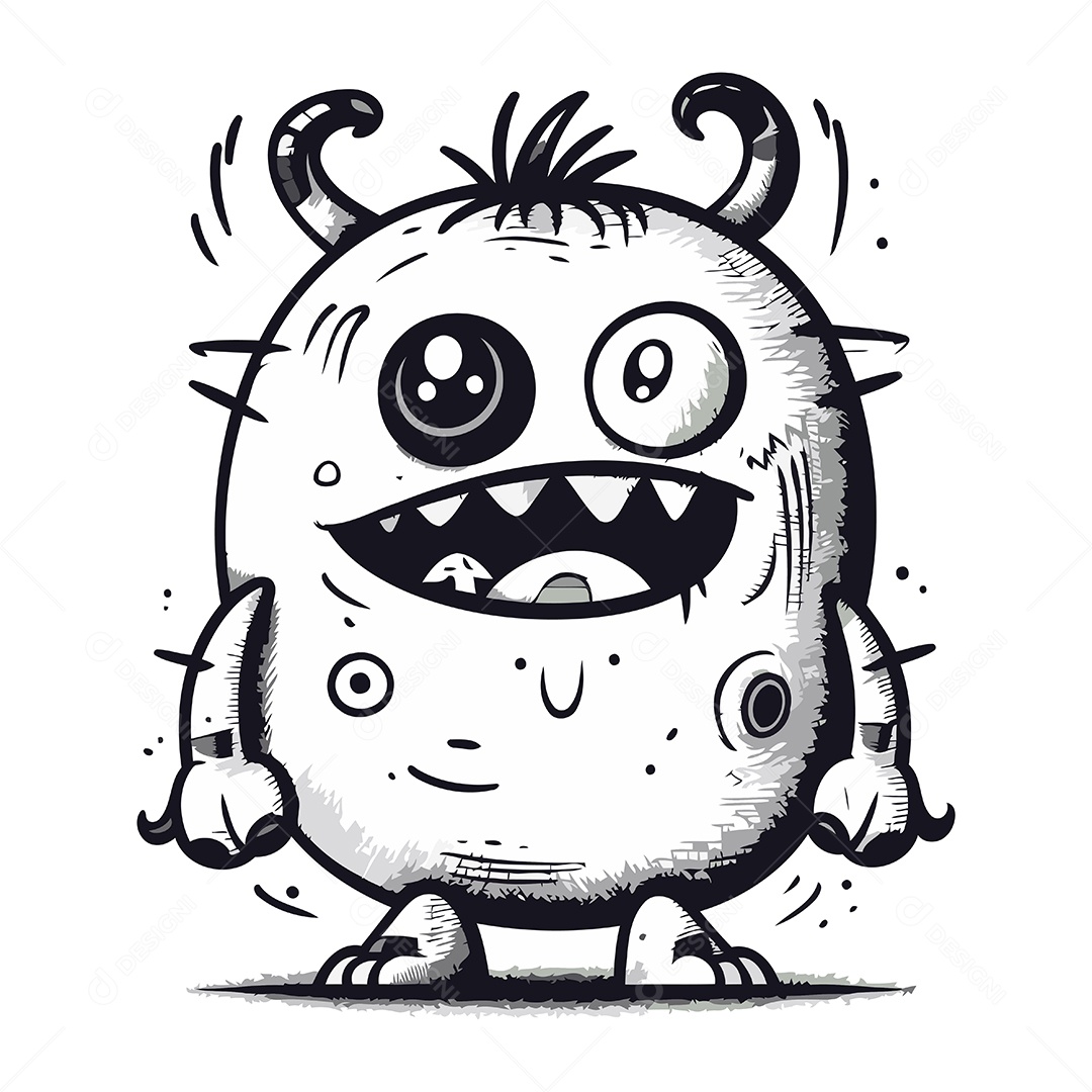 Monstro de Desenho Animado Ilustração Vetor EPS