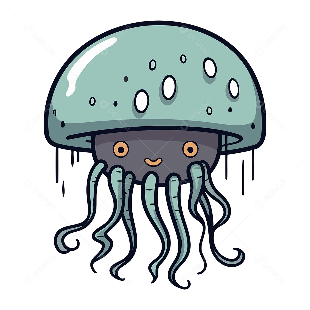 Água Viva de Desenho Animado Ilustração Vetor EPS