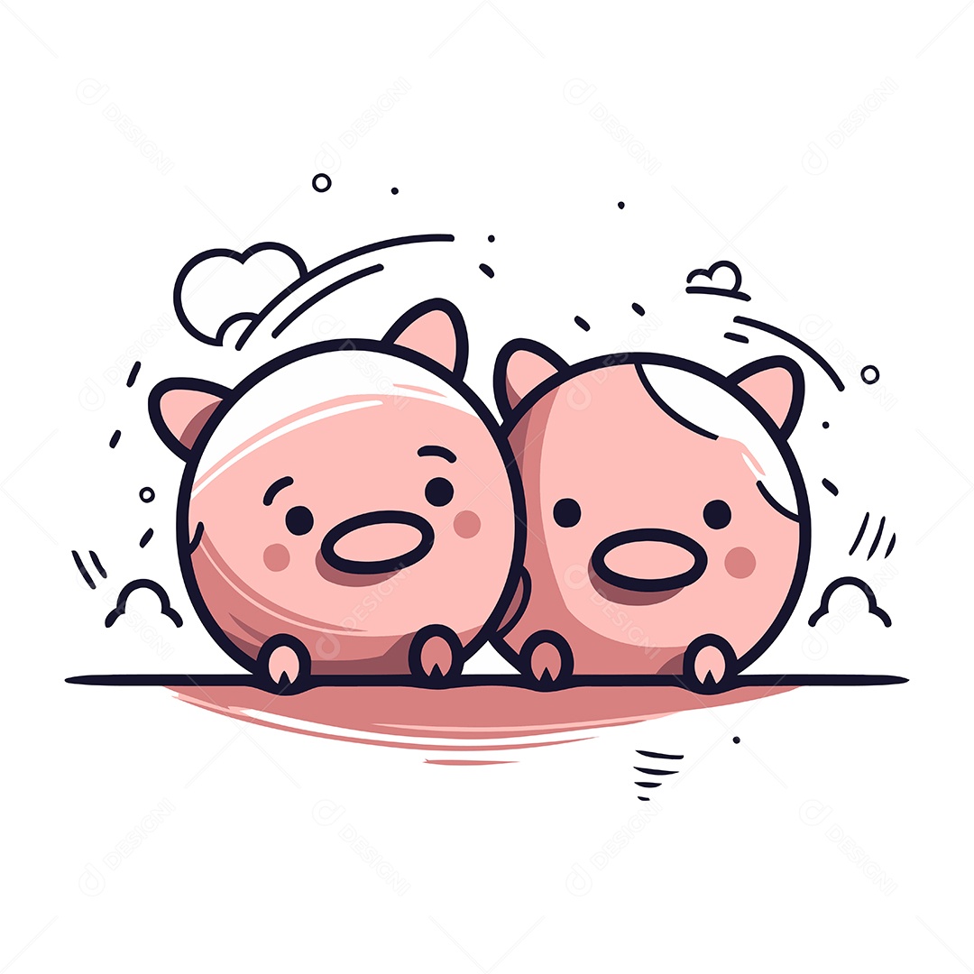 Porcos de Desenho Animado Ilustração Vetor EPS