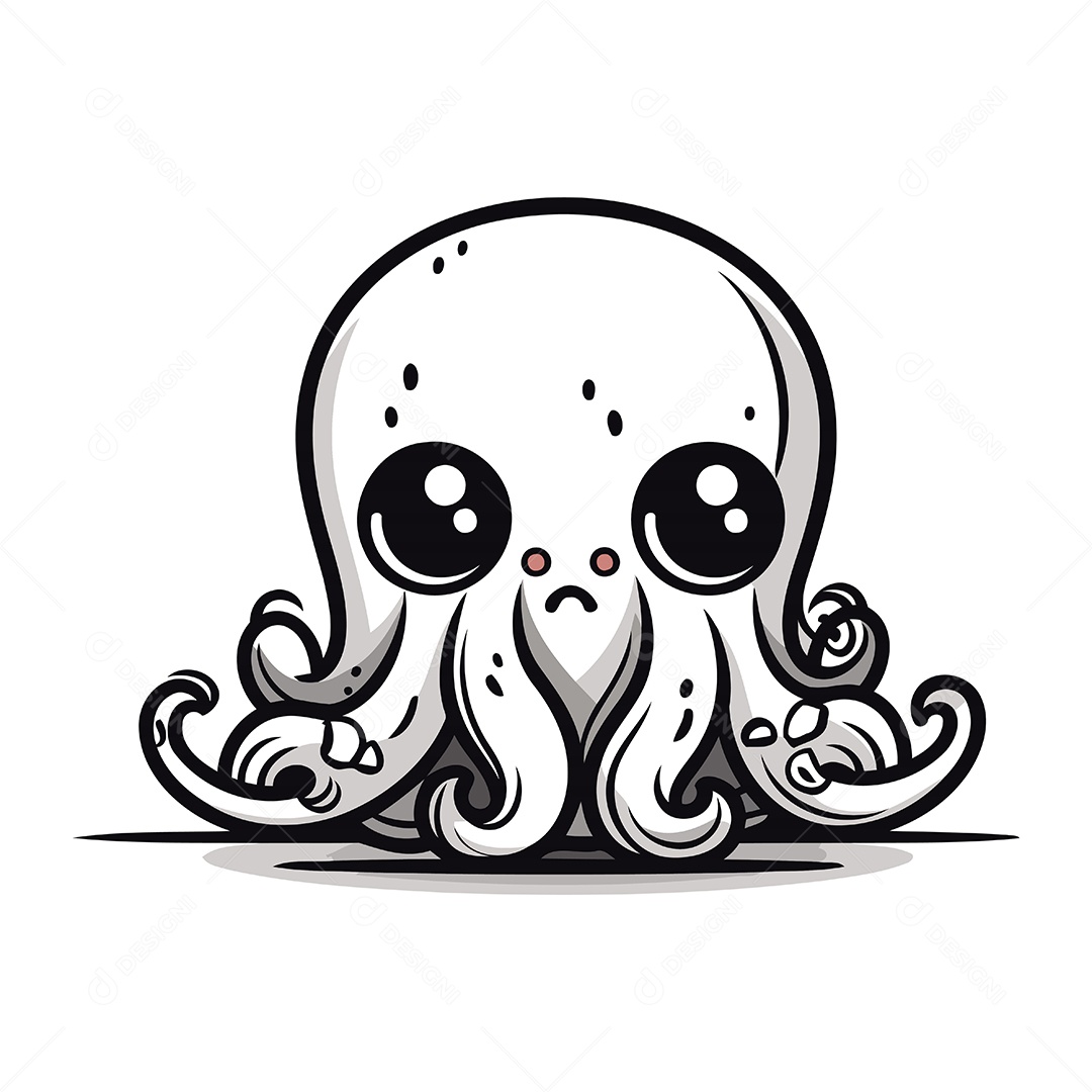 Polvo Bonito de Desenho Animado Ilustração Vetor EPS