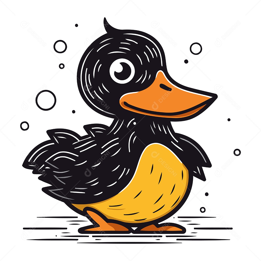 Pato de Desenho Animado Ilustração Vetor EPS