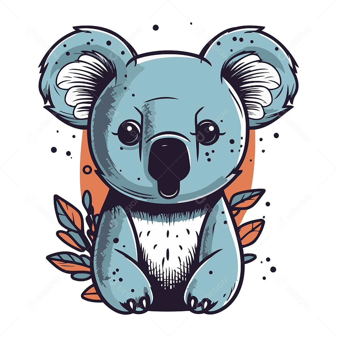 Coala Fofo de Desenho Animado Ilustração Vetor EPS