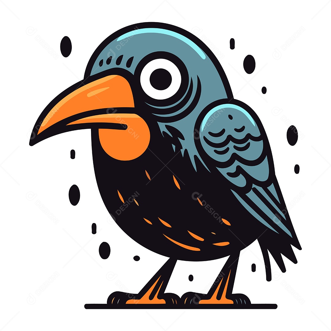 Corvo Bonito de Desenho Animado Ilustração Vetor EPS