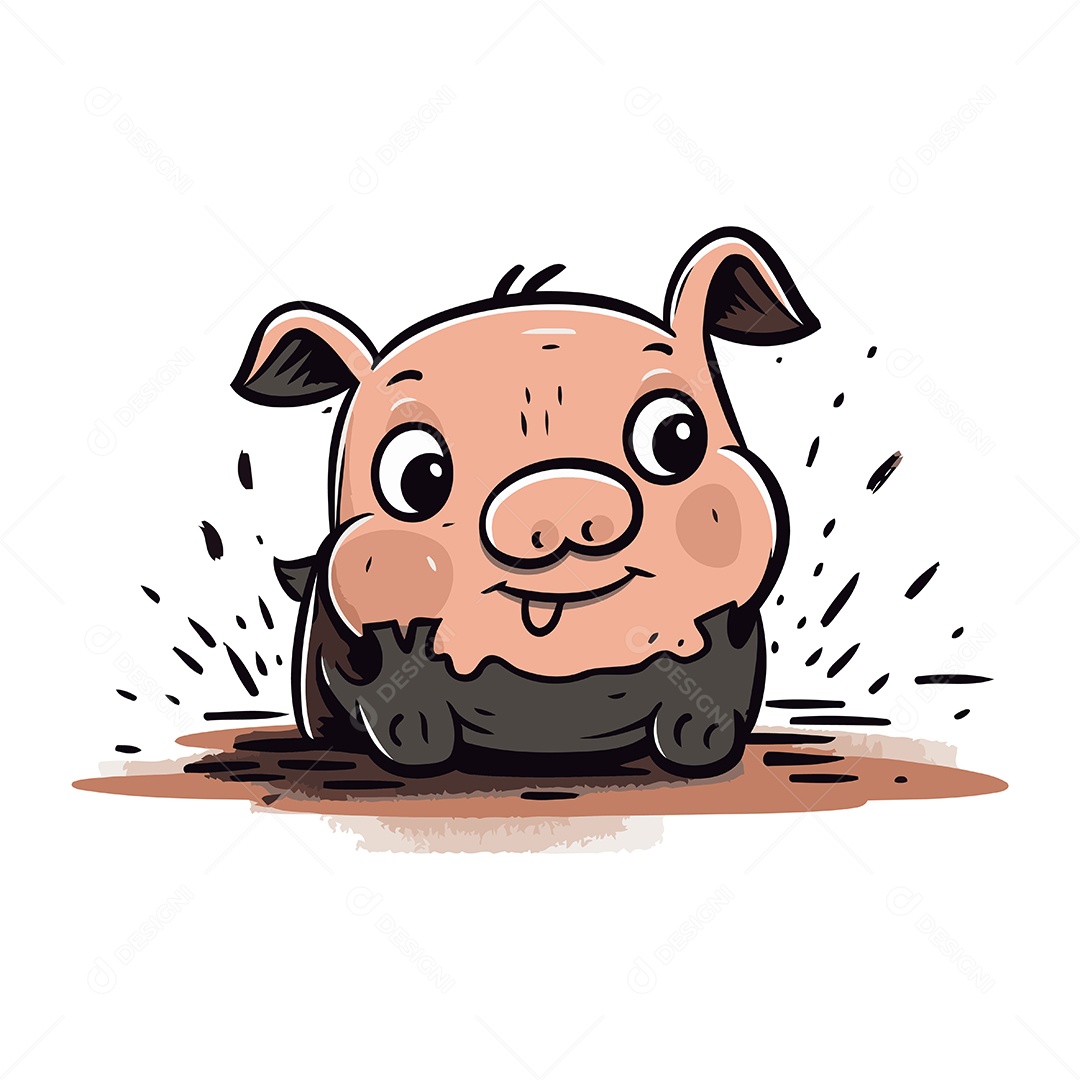 Porquinho de Desenho Animado Ilustração Vetor EPS