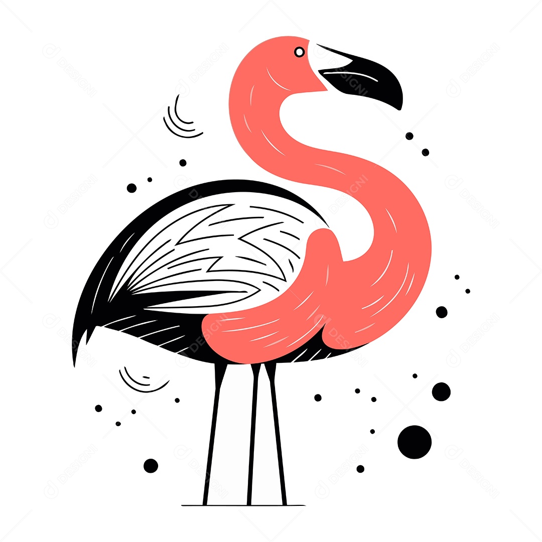 Flamingo de Desenho Animado Ilustração Vetor EPS