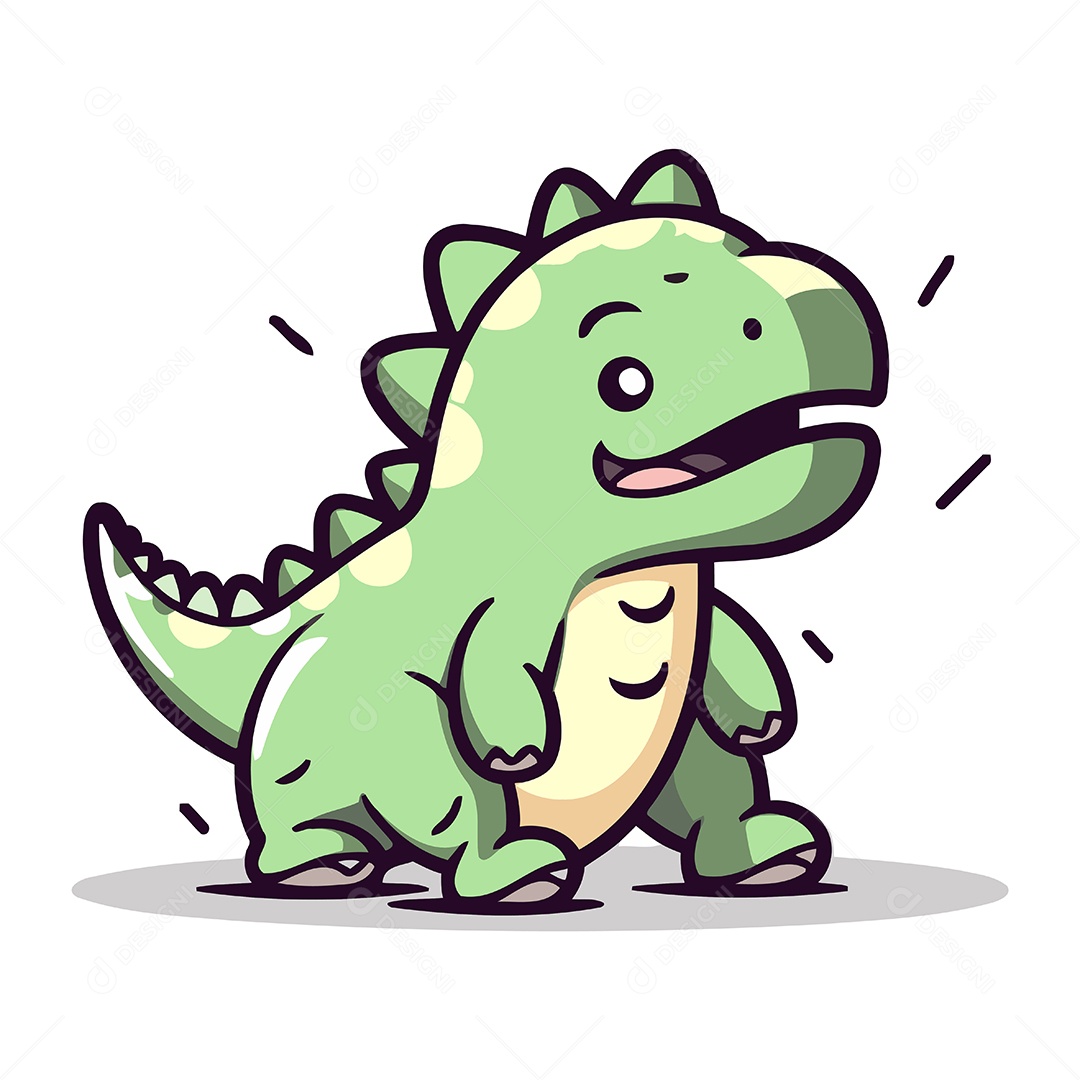 Dinossauro Bonito de Desenho Animado Ilustração Vetor EPS