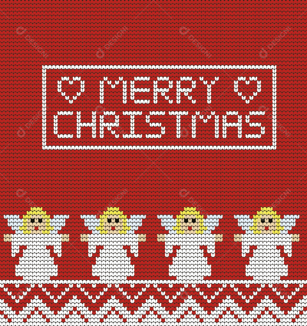 Tricô de Anjos Natalino Merry Christmas Ilustração Vetor EPS