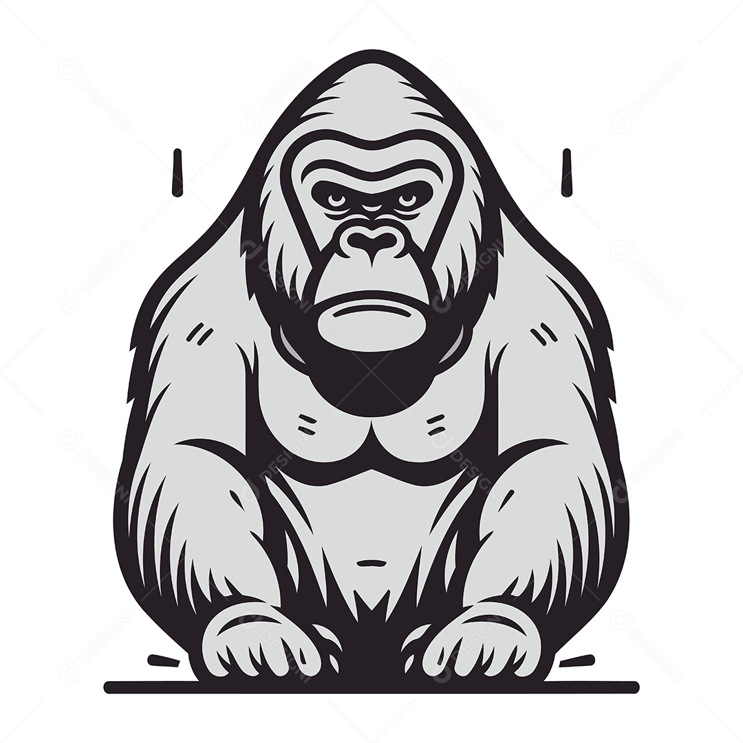 Gorila de Desenho Animado Ilustração Vetor EPS