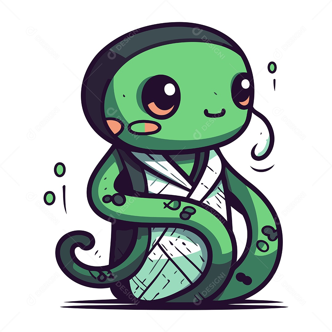 Cobra de Desenho Animado Fofa Ilustração Vetor EPS