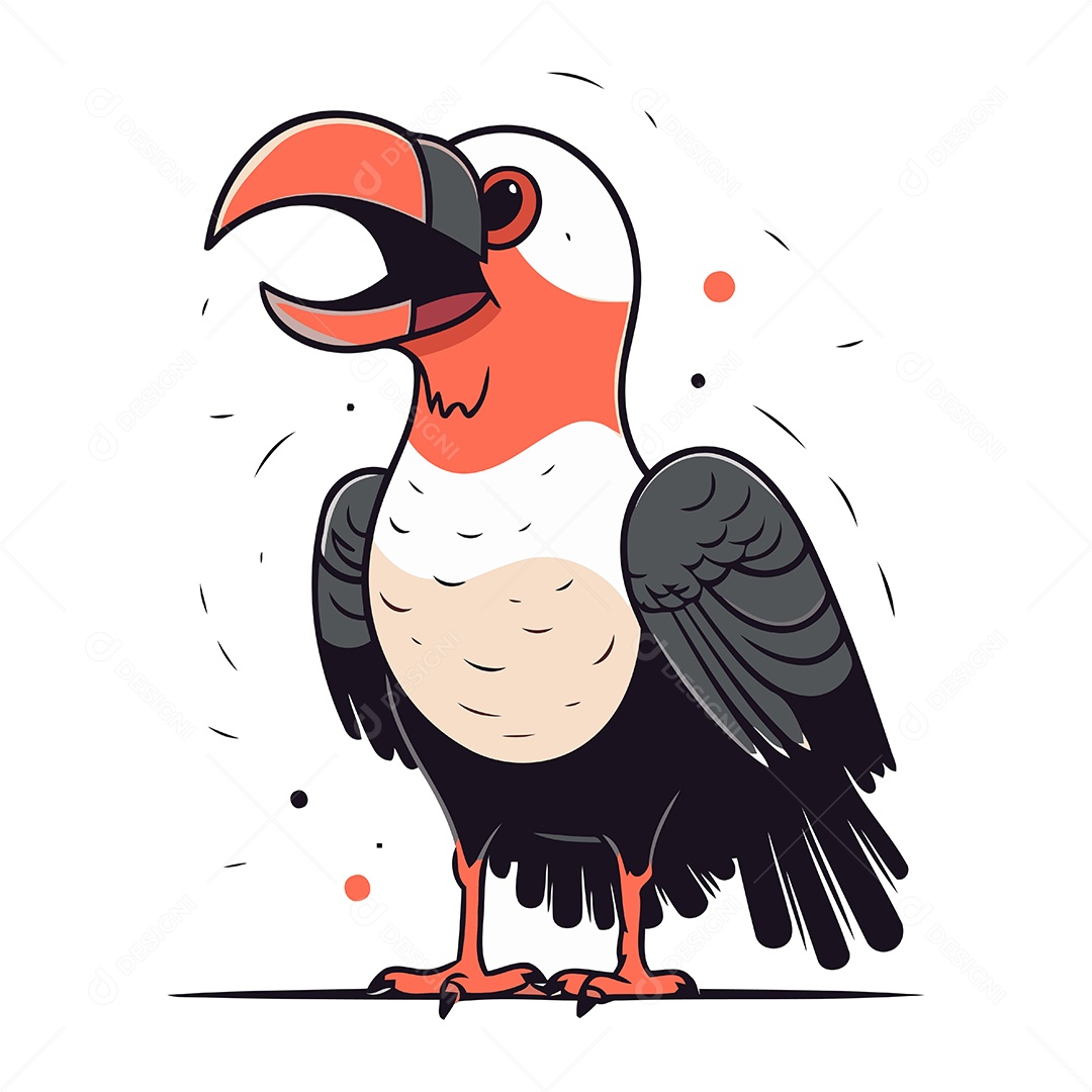 Pássaro Abutre de Desenho Animado Ilustração Vetor EPS