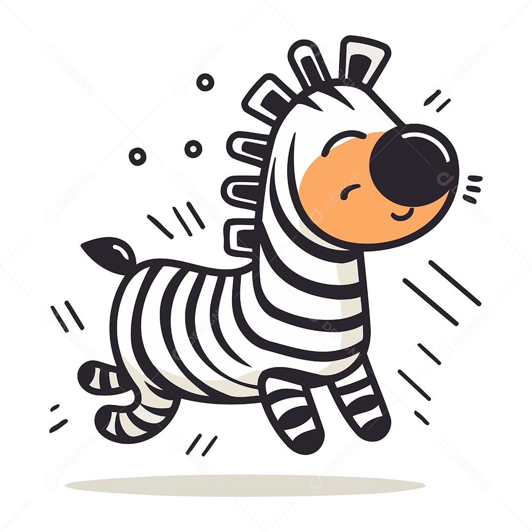 Zebra Fofa de Desenho Animado Ilustração Vetor EPS