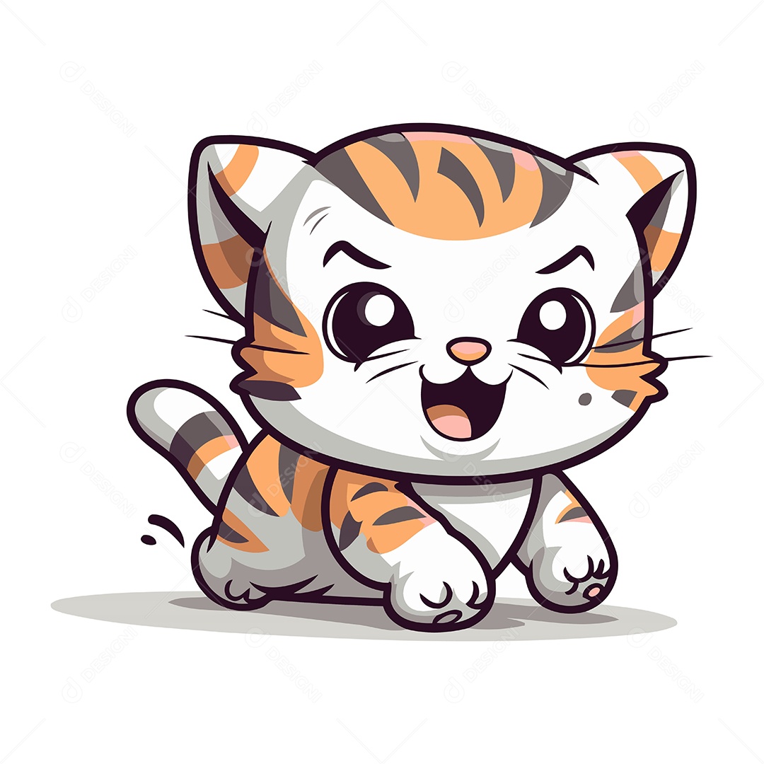 Tigre Fofo de Desenho Animado Ilustração Vetor EPS