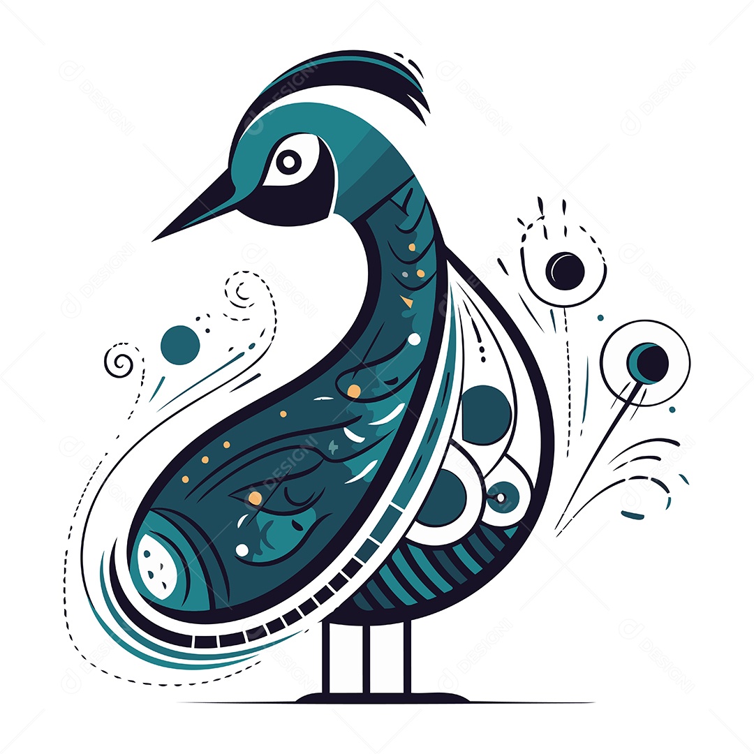 Pavão de Desenho Animado Ilustração Vetor EPS