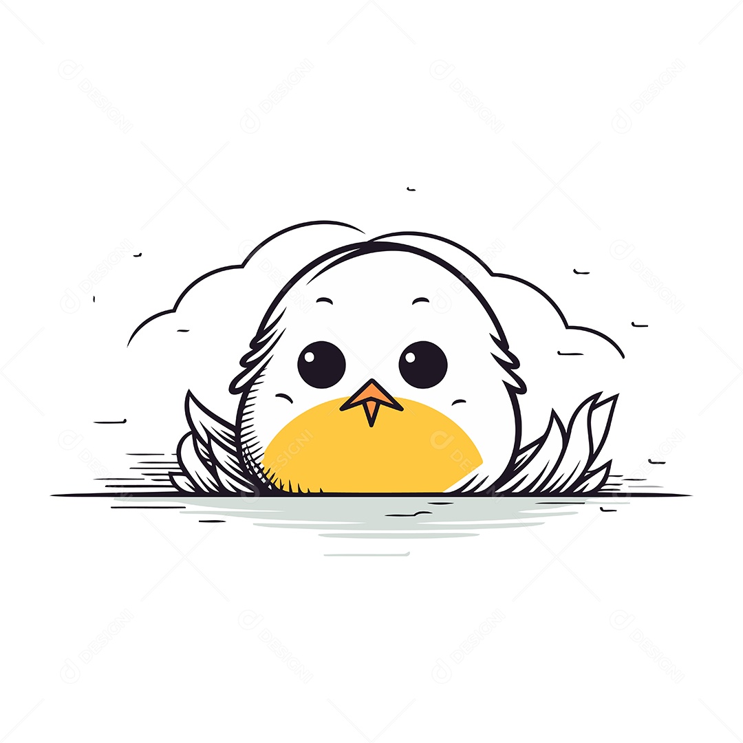 Pintinho Bonitinho de Desenho Animado Ilustração Vetor EPS