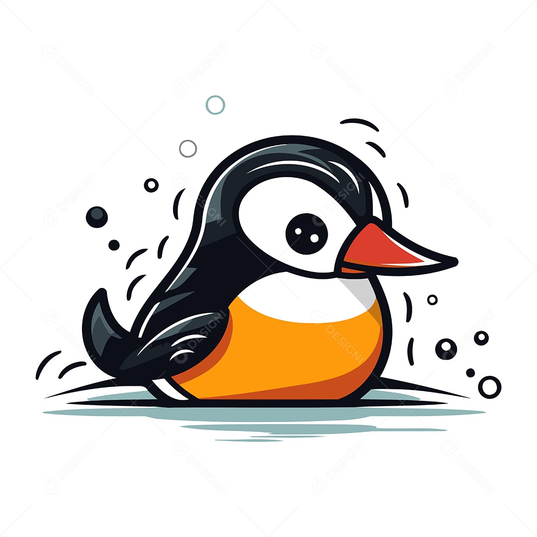 Pinguim Fofo de Desenho Animado Ilustração Vetor EPS