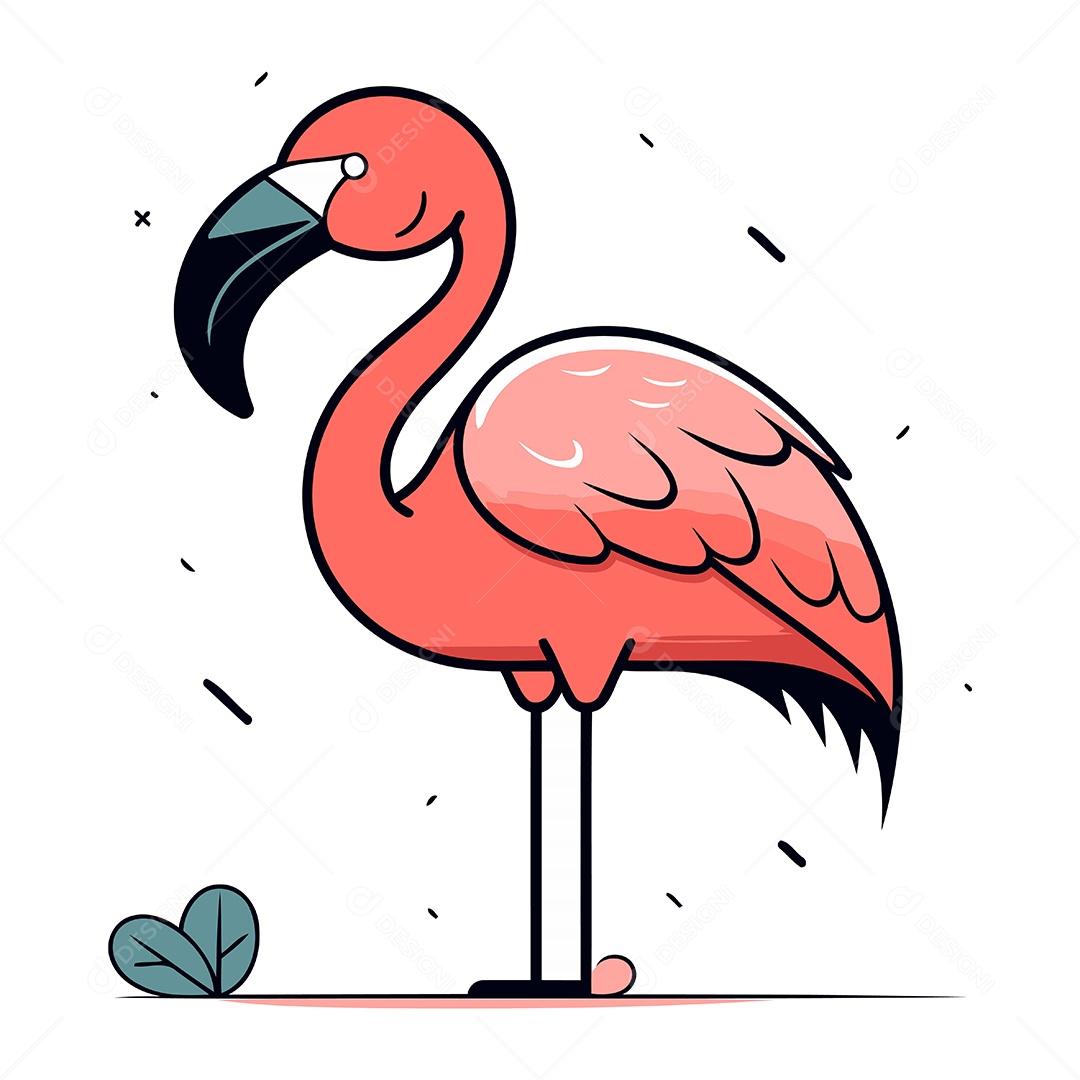 Flamingo de Desenho Animado Ilustração Vetor EPS