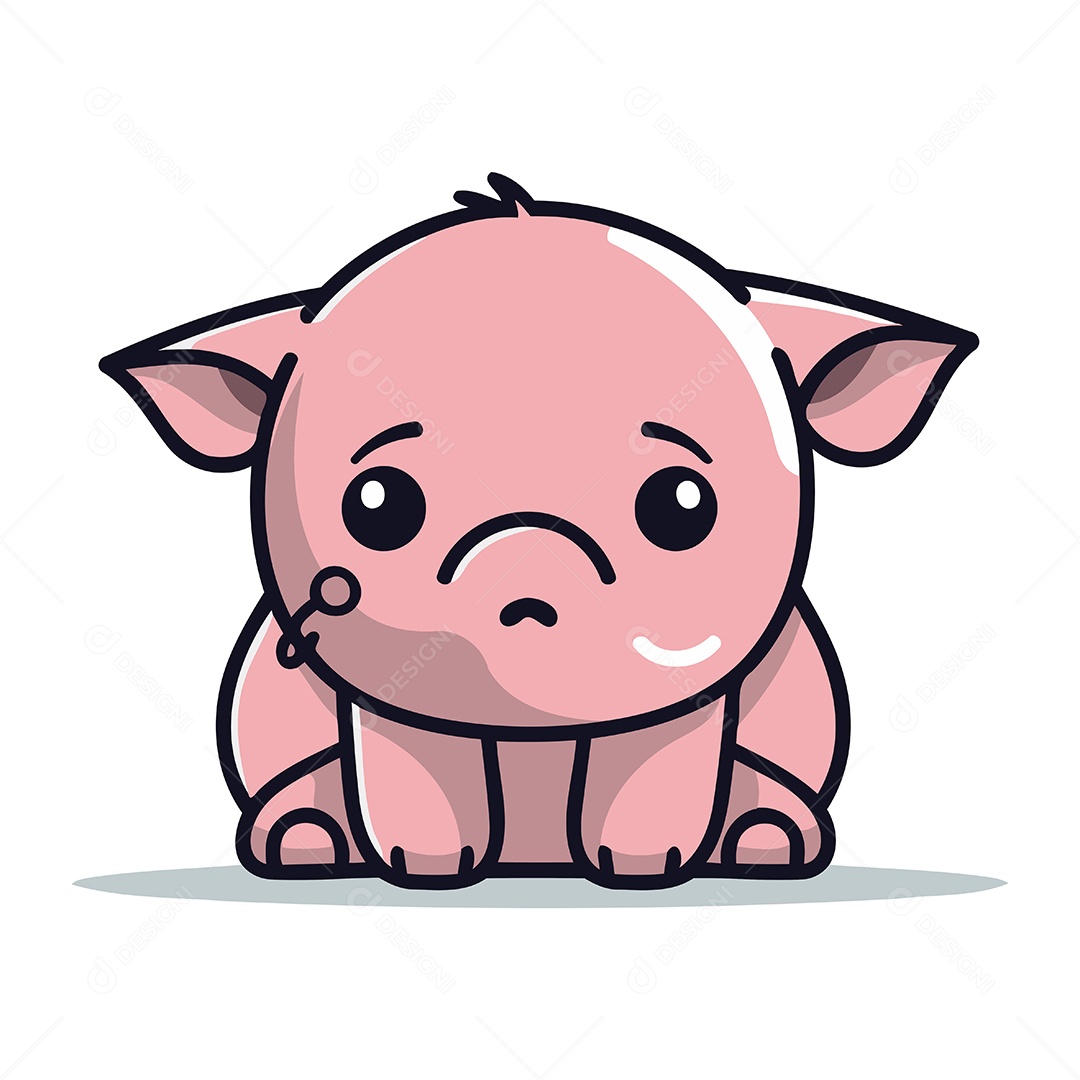 Porco de Desenho Animado Ilustração Vetor EPS