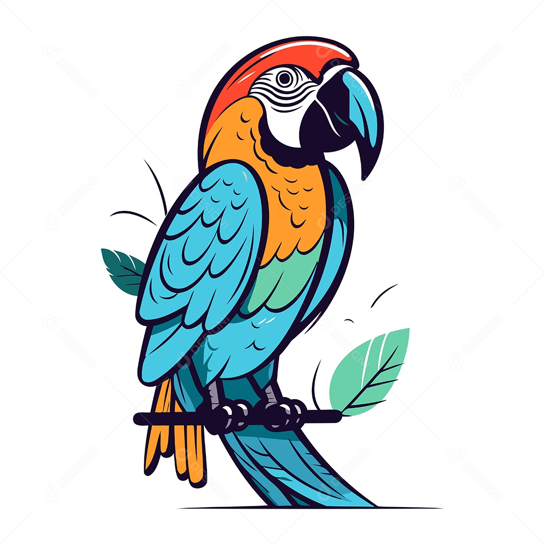 Arara de Desenho Animado Ilustração Vetor EPS