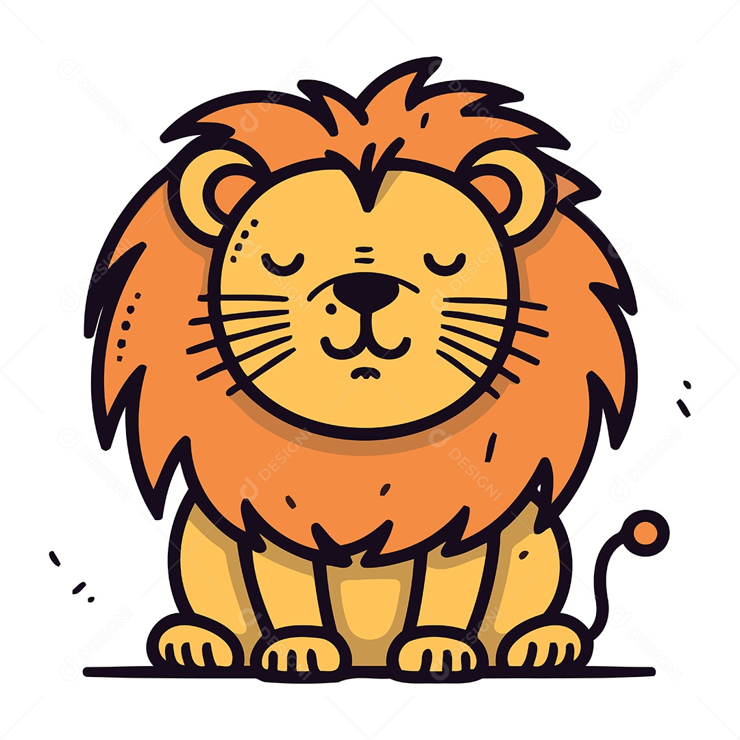 Leão de Desenho Animado Ilustração Vetor EPS