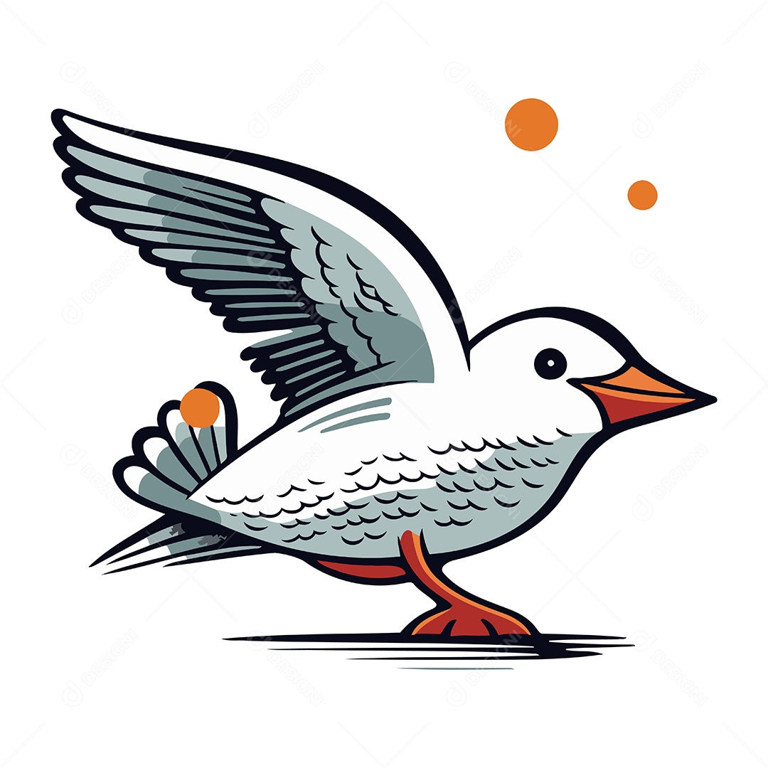 Gaivota de Desenho Animado Ilustração Vetor EPS
