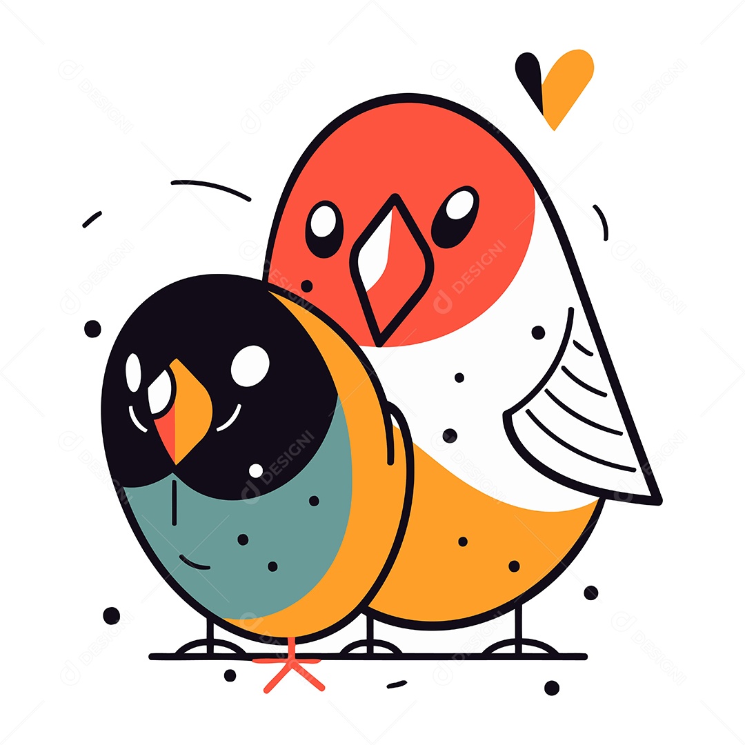 Dois Papagaios Fofo de Desenho Animado Ilustração Vetor EPS