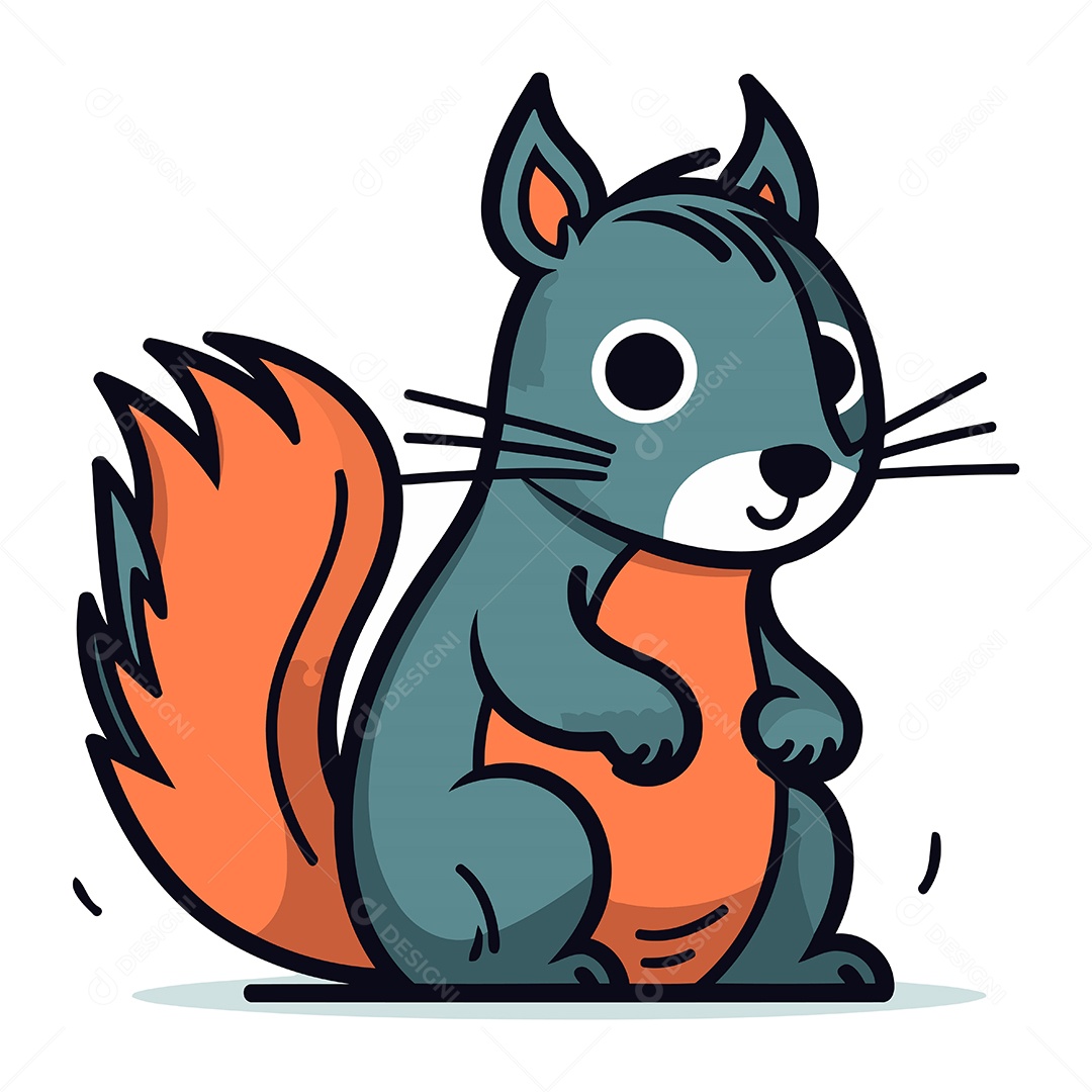 Esquilo de Desenho Animado Ilustração Vetor EPS