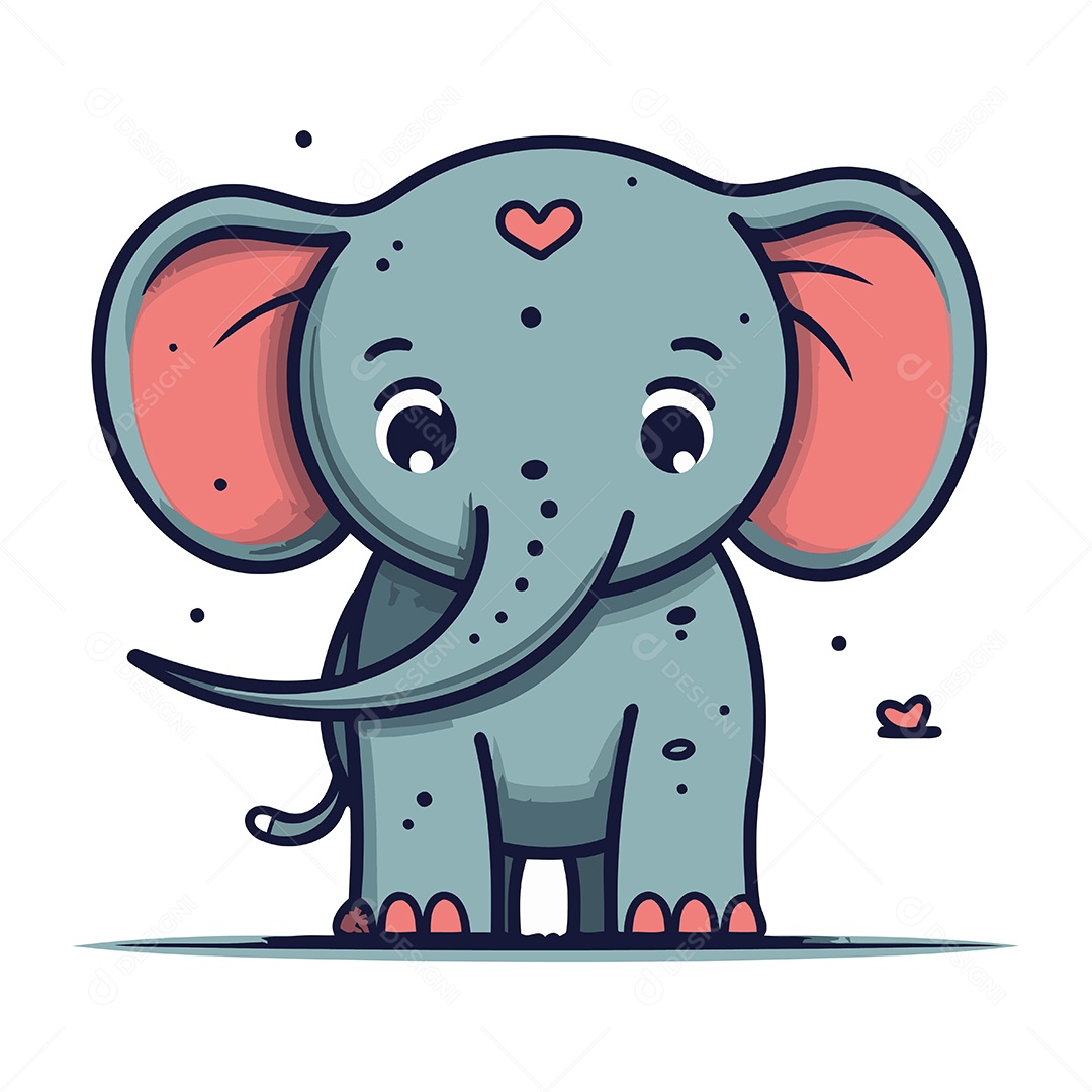Elefante Bonito de Desenho Animado Ilustração Vetor EPS