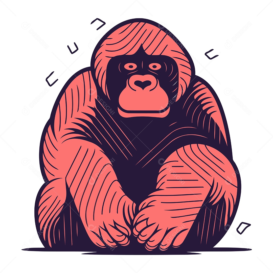 Gorila Sentado no Chão de Desenho Animado Ilustração Vetor EPS