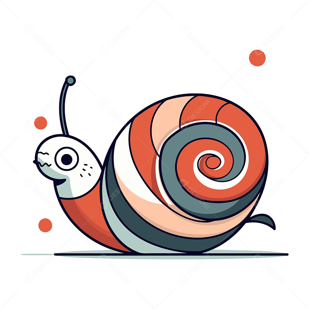 Caracol Bonito de Desenho Animado Ilustração Vetor EPS
